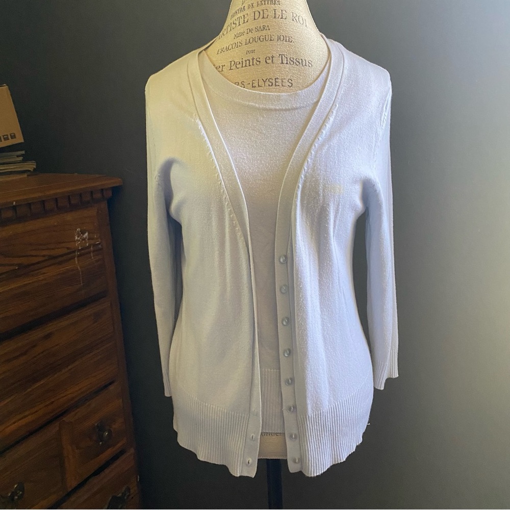 George Women light blue knit cardigan twin set sz M (8/10)